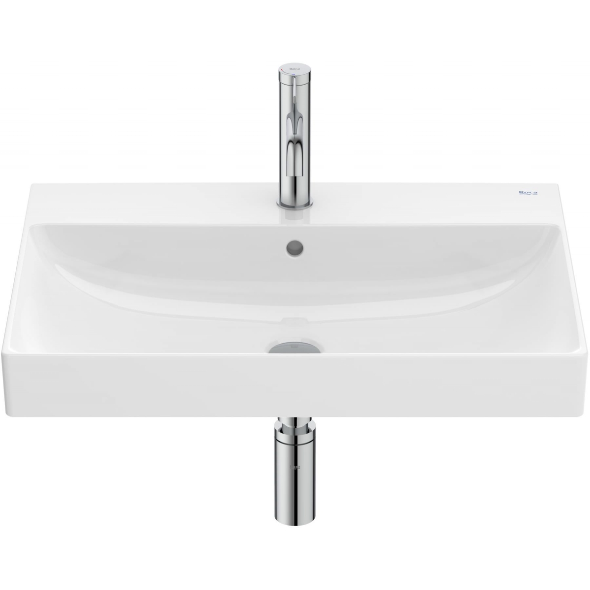 Roca ONA A327687000 掛牆面盆：Fineceramic薄陶、中央水龍頭孔、長方形設計